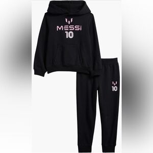 NEW Messi Toddler’s Jogger Set (Hoodie & Joggers)-Stretch Limo Black/Pink, 2T